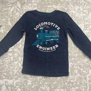 jumping beans Navy Long-Sleeve Locomotive Graphic Tee